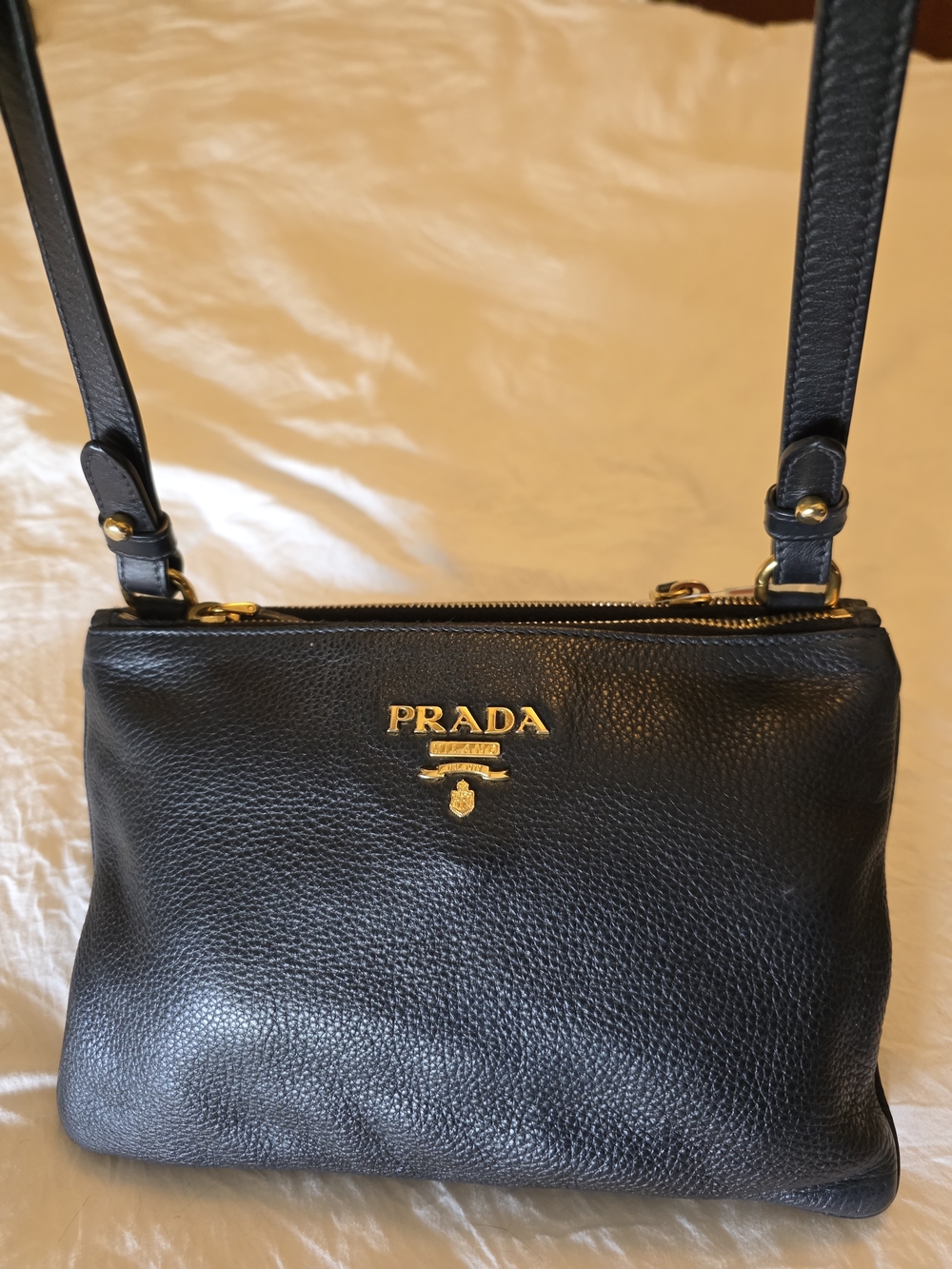 Prada  Pebbled Leather Crossbody Bag  Little Bit Fade Inside W/ 3 Compartment - Picture 8 of 13